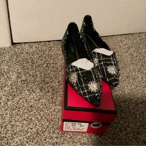 Zara Black and White Embellished Flats